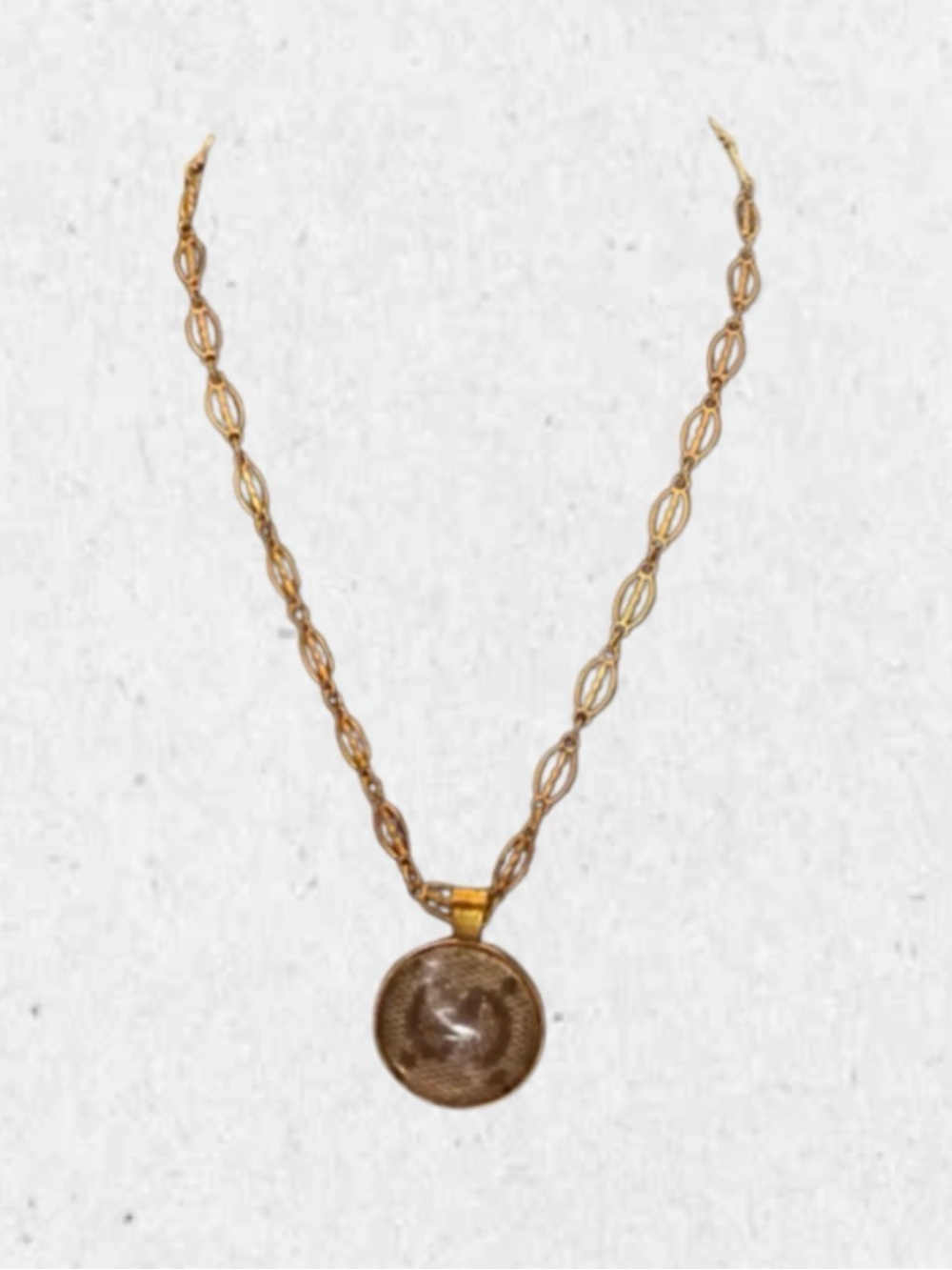 Upcycled Gucci Fabric Pendant Gold Toned